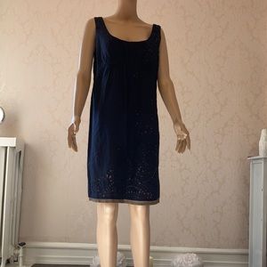 Loft, woman’s size 8, navy blue and taupe.